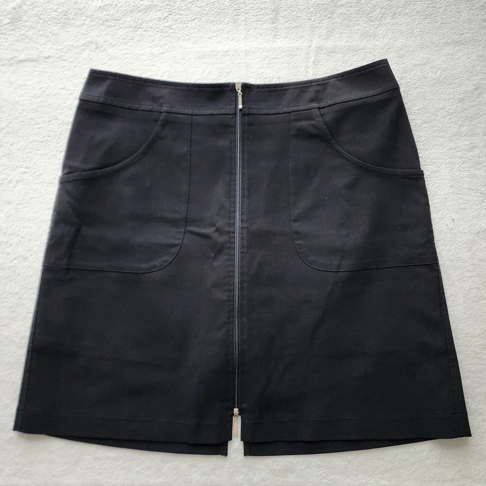 Cracked Wheat Full Zip Skort Skirt Womens 12 Black Mini Pockets Casual Workwear